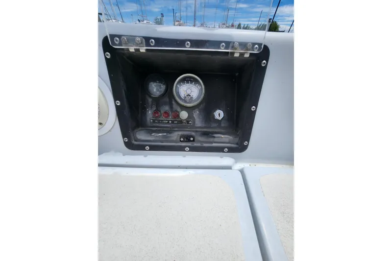 Slide: The Image of Control panel of a 1981 Columbia Yacht 10.7 with gauges and switches. - 4