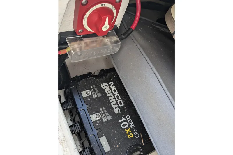 Slide: The Image of Battery compartment of a 2016 Brig E780 with NOCO Genius GENPRO 10X2 charger. - 23