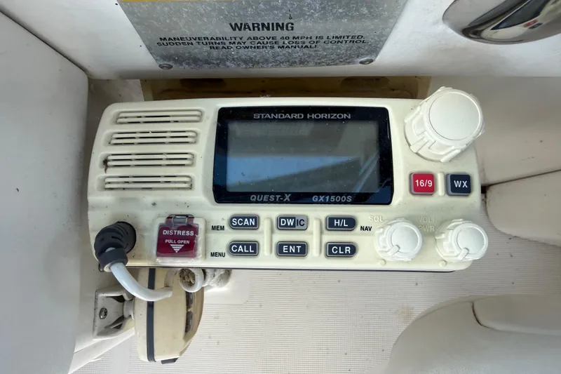 Slide: The Image of Standard Horizon GX1500S radio on 1999 Formula 34 Performance Cruiser boat. - 22