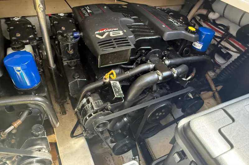 Slide: The Image of Engine compartment of a 1999 Formula 34 Performance Cruiser with MerCruiser V8 engine. - 41