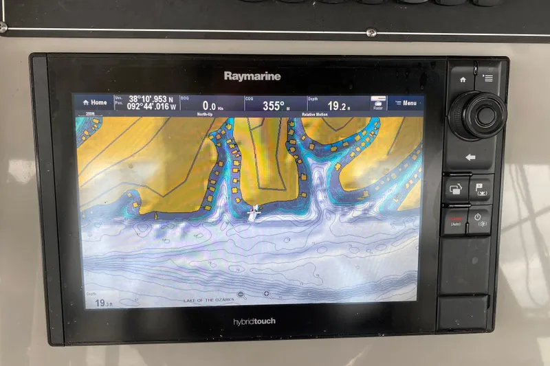 Slide: The Image of Raymarine navigation display on 2016 Boston Whaler 330 Outrage, showing Lake of the Ozarks map. - 19