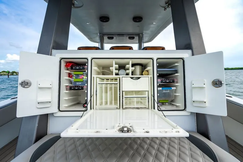 Slide: The Image of Fishing station on a Custom 368 Center Console boat. - 16