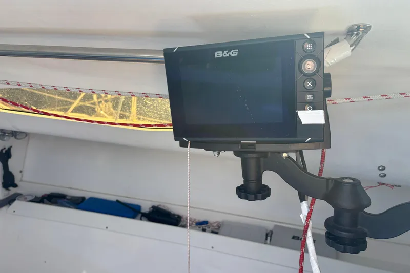 Slide: The Image of B&G navigation system inside a 2015 J Boats J/88 sailboat cabin. - 24