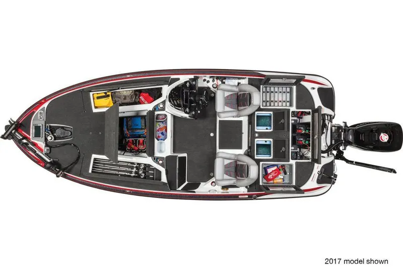 Slide: The Image of Manufacturer Provided Image: Top view of a 2018 Nitro Z20 Pro fishing boat with organized storage compartments. - 23