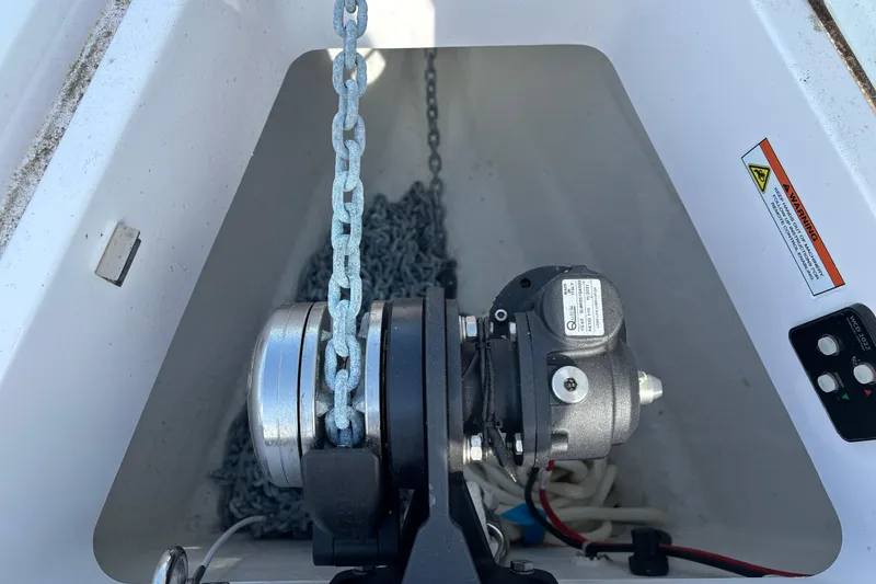 Slide: The Image of Anchor chain mechanism on a 2022 Axopar 28 Cabin boat. - 34