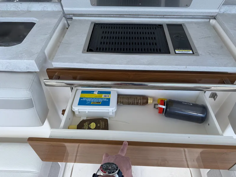Slide: The Image of Galley area on a Tiara Yachts 38 LS with grill and drawer. - 17