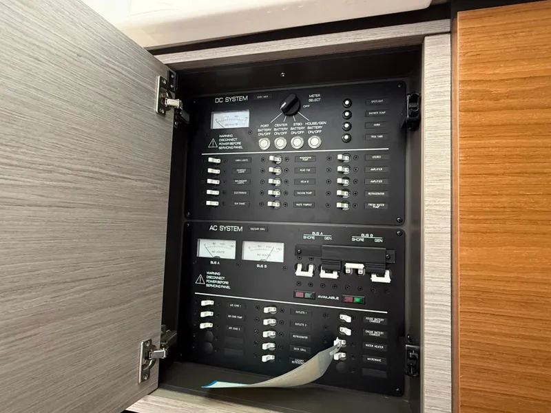Slide: The Image of Electrical control panel on a 2024 Tiara Yachts 38 LS. - 44