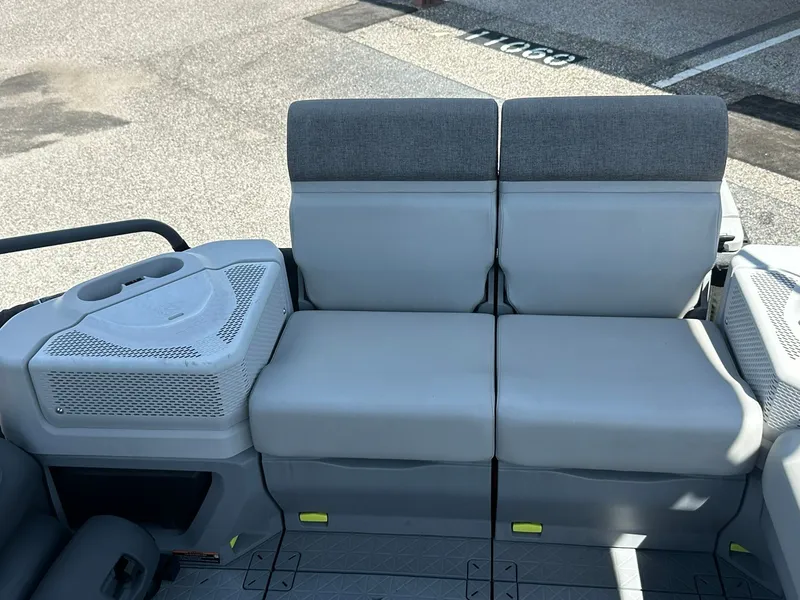 Slide: The Image of The rear seat of a 2023 Sea-Doo 21 SWITCH SPORT with gray upholstery. - 32
