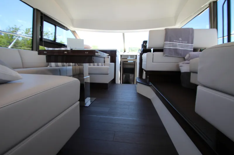 Slide: The Image of Luxurious interior of 2022 Prestige 520 yacht with elegant seating and modern design. - 30