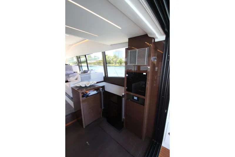 Slide: The Image of Luxurious interior of 2022 Prestige 520 yacht with modern design and large windows. - 68