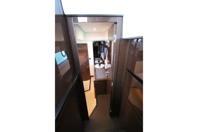 Slide: The Image of Interior view of 2022 Prestige 520 yacht, showcasing modern design and luxurious finishes. - 70