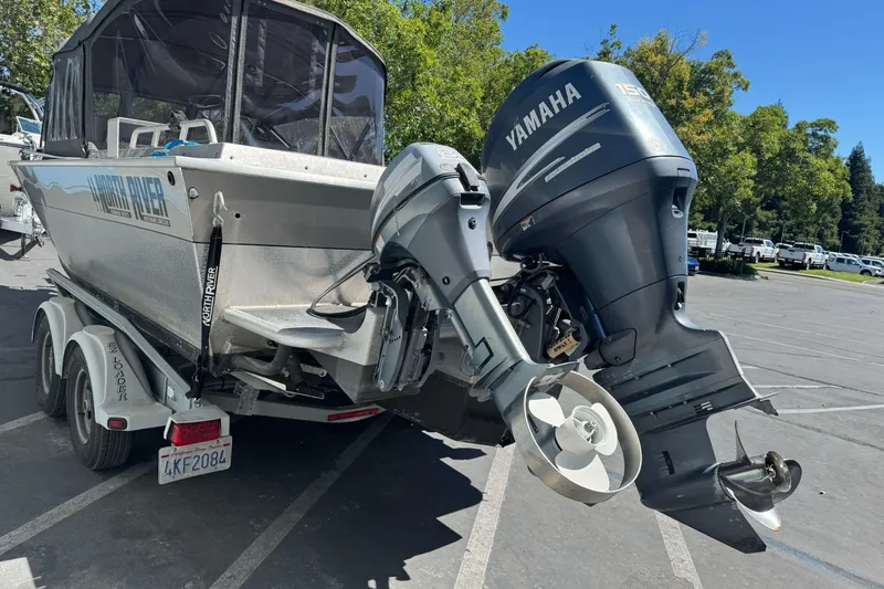 Slide: The Image of 2011 North River 21' Seahawk boat with Yamaha outboard motors on a trailer. - 4