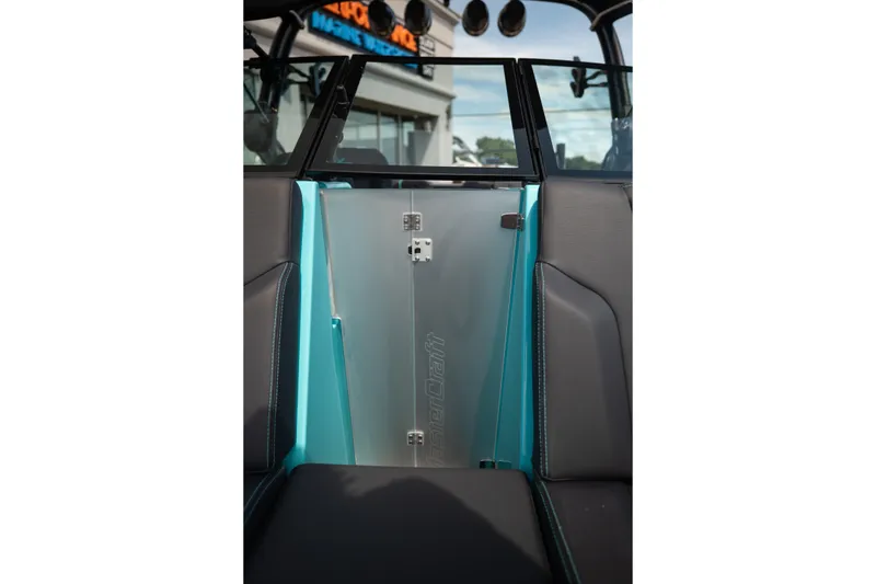 Slide: The Image of Interior view of 2026 MasterCraft XT24 boat, featuring sleek seating and modern design elements. - 42