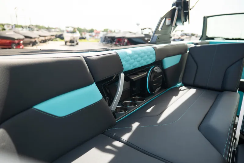 Slide: The Image of Interior of 2026 MasterCraft XT24 boat with sleek seating and modern design elements. - 31