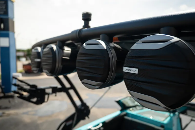 Slide: The Image of 2026 MasterCraft XT24 boat with Meridian speakers, showcasing premium audio system. - 32