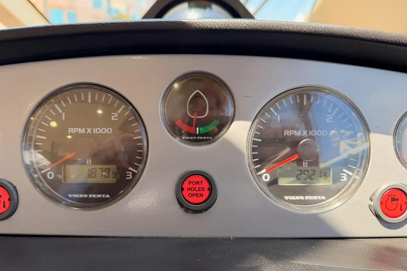 Slide: The Image of Dashboard of 2007 Viking Princess 54 Flybridge with Volvo Penta RPM gauges. - 103