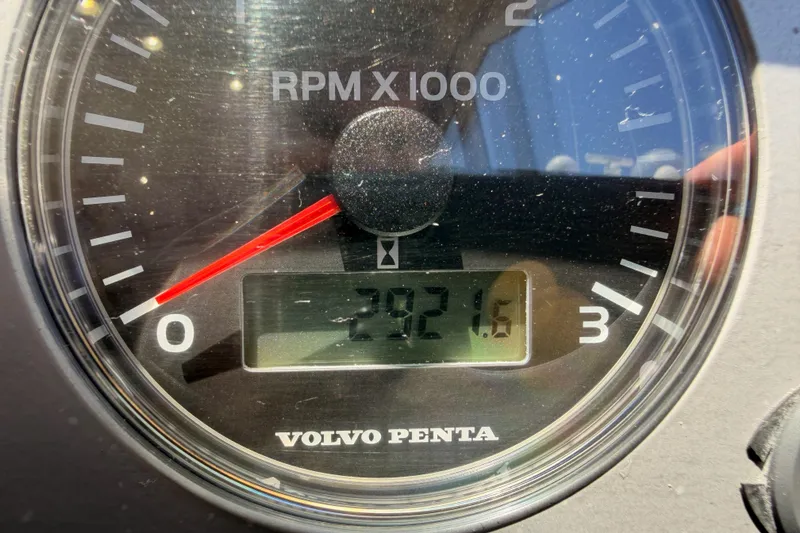 Slide: The Image of Volvo Penta tachometer displaying 2321.6 hours on Viking Princess 54 Flybridge, 2007 model. - 104