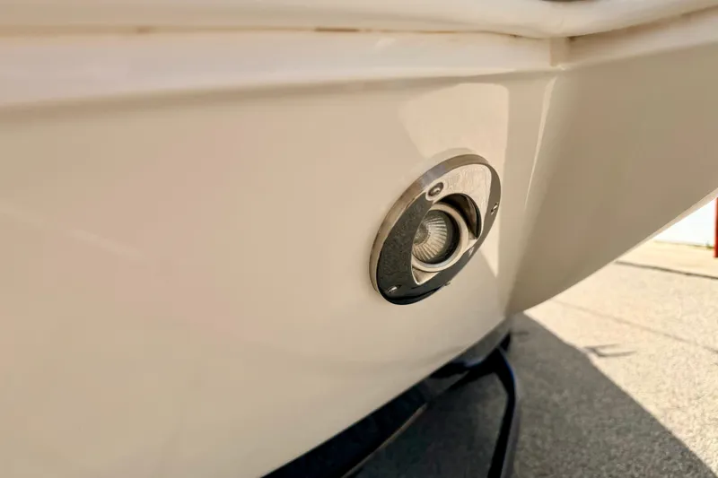 Slide: The Image of Close-up of a 2015 Chaparral Sunesta 264 boat's underwater light fixture. - 110