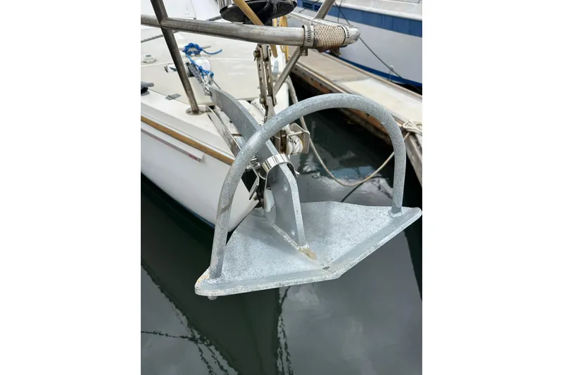 Slide: The Image of Anchor on 1985 Catalina 36 sailboat, docked in marina. - 35