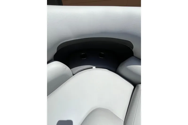 Slide: The Image of Interior seating of 2026 Sun Tracker Party Barge 20 DLX, featuring sleek, modern design. - 5
