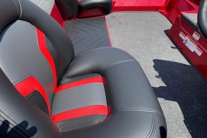 Slide: The Image of Luxurious black and red seating in 2026 Nitro Z17 boat interior. - 9