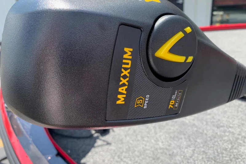 Slide: The Image of Close-up of a Maxxum trolling motor control on a 2026 Nitro Z17 boat. - 6