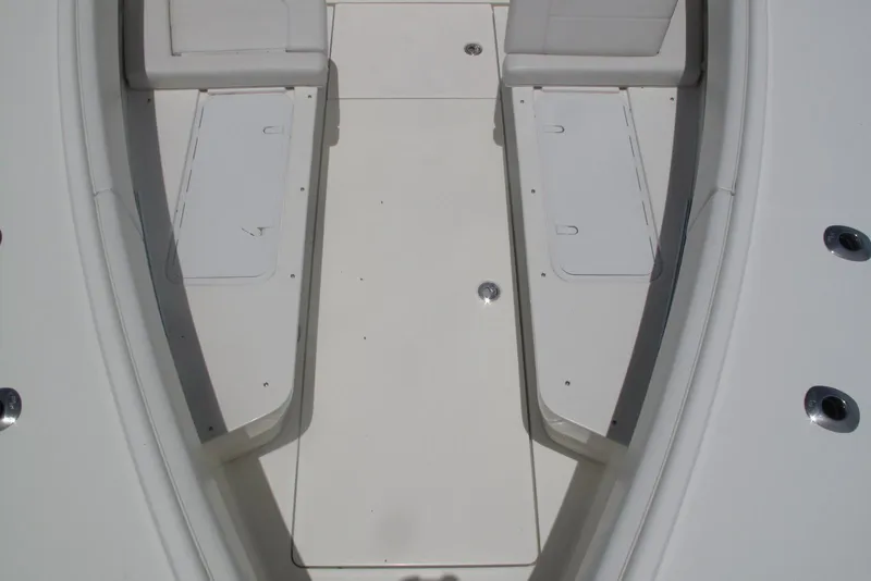 Slide: The Image of 2022 SeaVee 322Z boat deck with storage compartments and seating. - 10