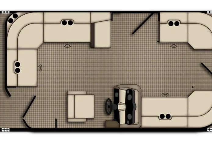 Slide: The Image of Floor plan of a 2026 Bentley Pontoons LE 180 CR, showcasing seating and helm layout. - 1