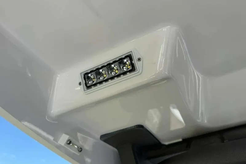 Slide: The Image of LED light fixture on 2026 Monterey Elite 30 OB boat, showcasing sleek design. - 76