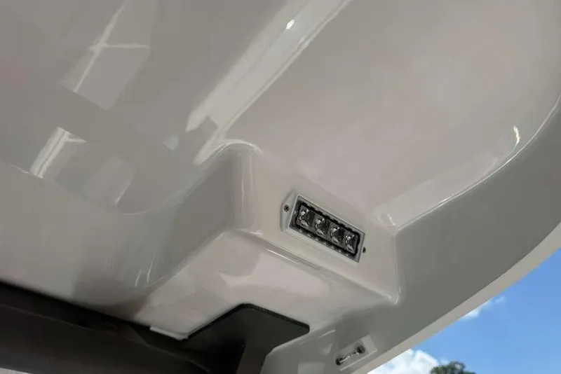 Slide: The Image of 2026 Monterey Elite 30 OB boat detail with integrated LED lighting. - 77