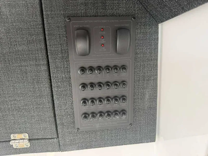 Slide: The Image of Control panel with multiple switches and indicator lights. - 13