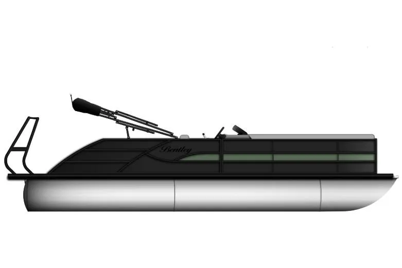 The Image of 2026 Bentley Pontoons Legacy 223 Swingback, sleek black design, side view. - 1