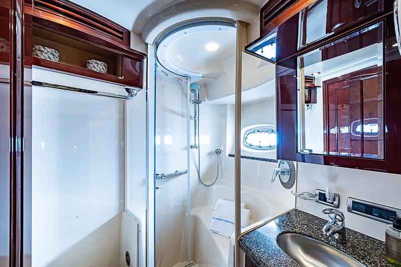 Slide: The Image of Luxurious bathroom interior of 2008 Sea Ray 60 Sundancer yacht with modern amenities. - 49