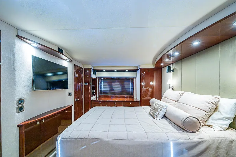 Slide: The Image of Luxurious bedroom interior of 2008 Sea Ray 60 Sundancer yacht with modern amenities. - 41