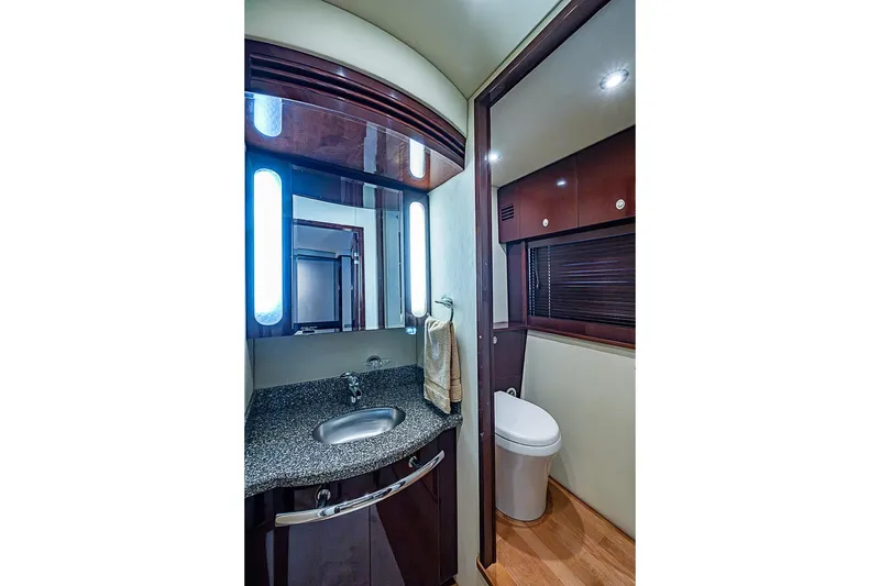 Slide: The Image of Luxurious bathroom interior of 2008 Sea Ray 60 Sundancer yacht with modern fixtures. - 52