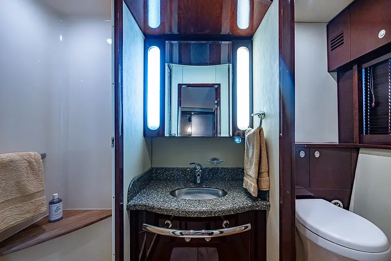 Slide: The Image of Luxurious bathroom interior of 2008 Sea Ray 60 Sundancer yacht with modern fixtures. - 51