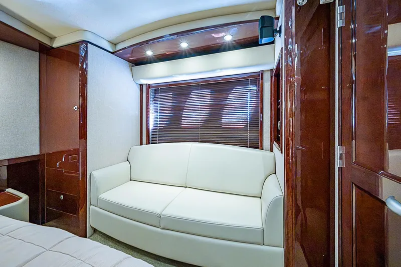 Slide: The Image of Luxurious interior of 2008 Sea Ray 60 Sundancer yacht with elegant white sofa. - 43