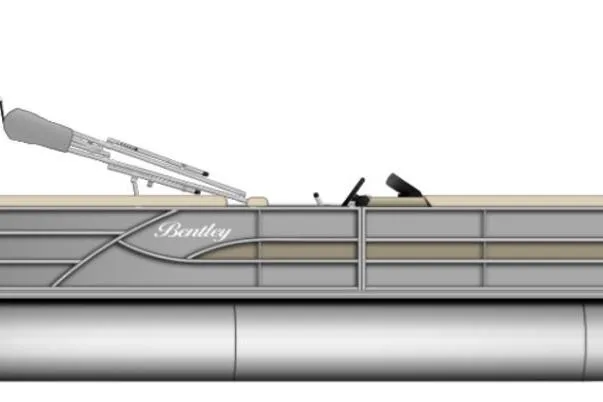 Slide: The Image of 2026 Bentley Pontoons Legacy 223 Cruise, side view, sleek design, modern pontoon boat. - 5