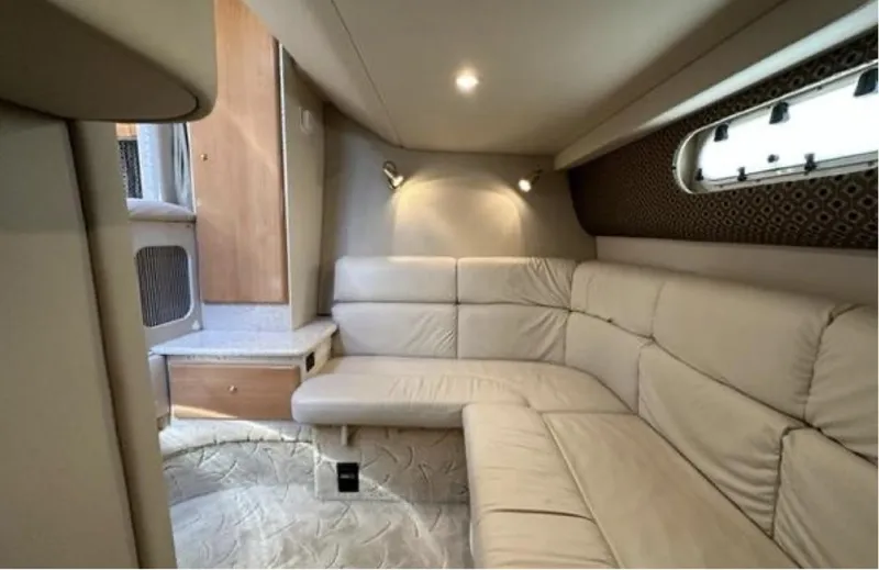 Slide: The Image of Interior of 2003 Formula 37 PC yacht with beige leather seating and modern lighting. - 23