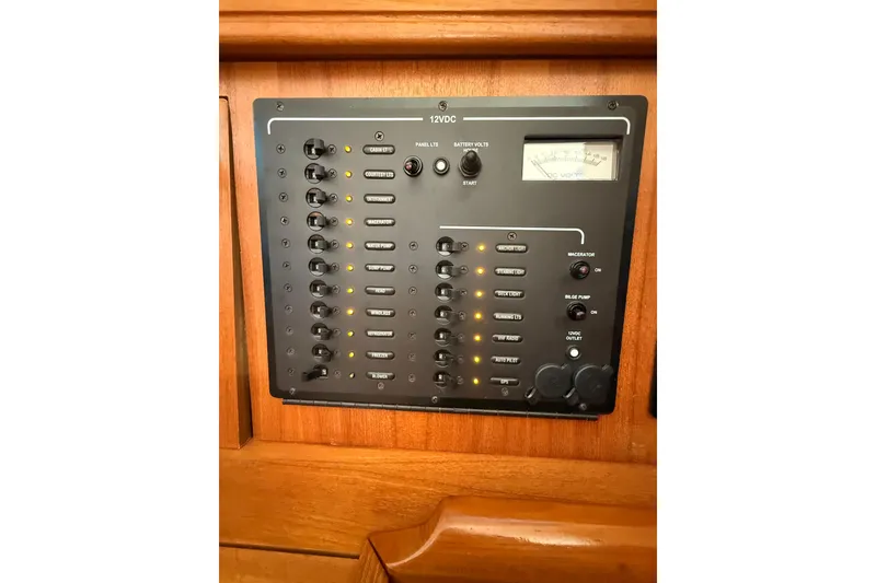 Slide: The Image of Electrical control panel on a 2007 Hunter 41 Deck Salon yacht. - 24