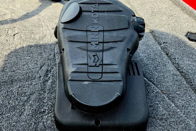 Slide: The Image of Minn Kota foot pedal on 2026 Tracker Bass Tracker Classic XL boat deck. - 29
