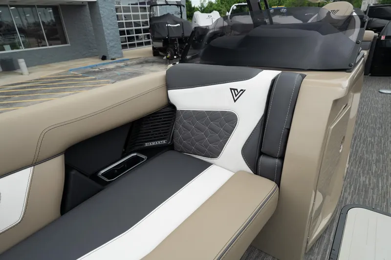 Slide: The Image of Luxurious seating in the 2026 Viaggio Diamante U 26 boat, featuring elegant design and premium materials. - 14
