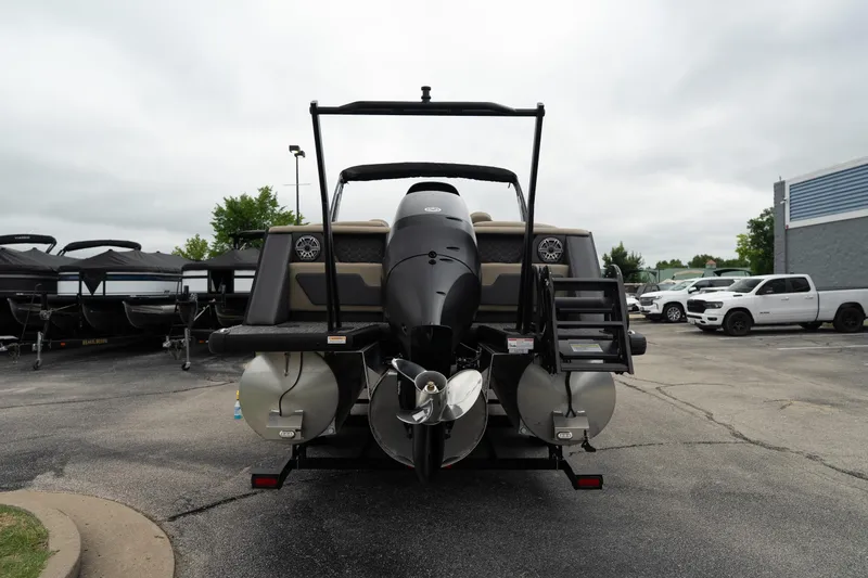 Slide: The Image of Rear view of 2026 Viaggio Diamante U 26 boat with dual propellers in a parking lot. - 8
