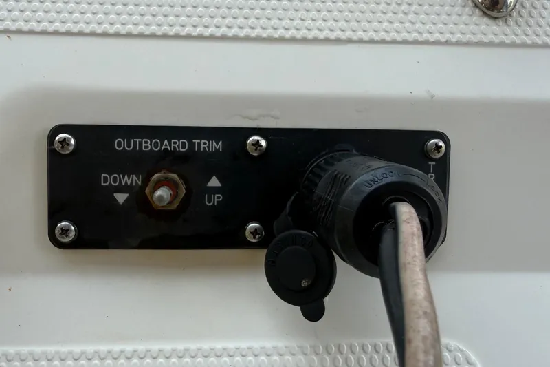 Slide: The Image of Outboard trim control panel on a 2006 BlackJack 224 boat. - 26