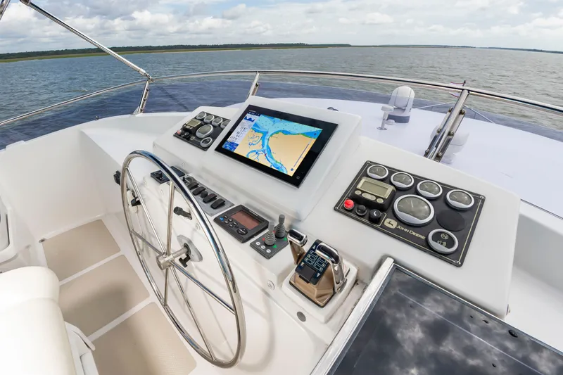 Slide: The Image of Helm of the 2016 DeFever Euro 52 with navigation system and instruments. - 21