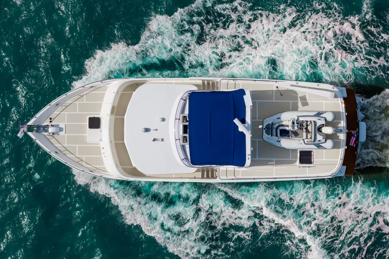Slide: The Image of Aerial view of a 2016 DeFever Euro 52 yacht on the water. - 3