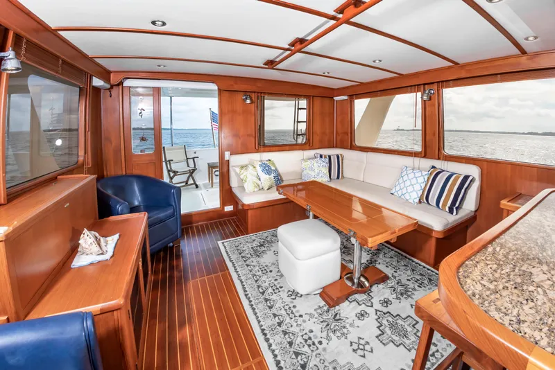 Slide: The Image of Salon of the 2016 DeFever Euro 52 with wood interior and ocean view. - 41