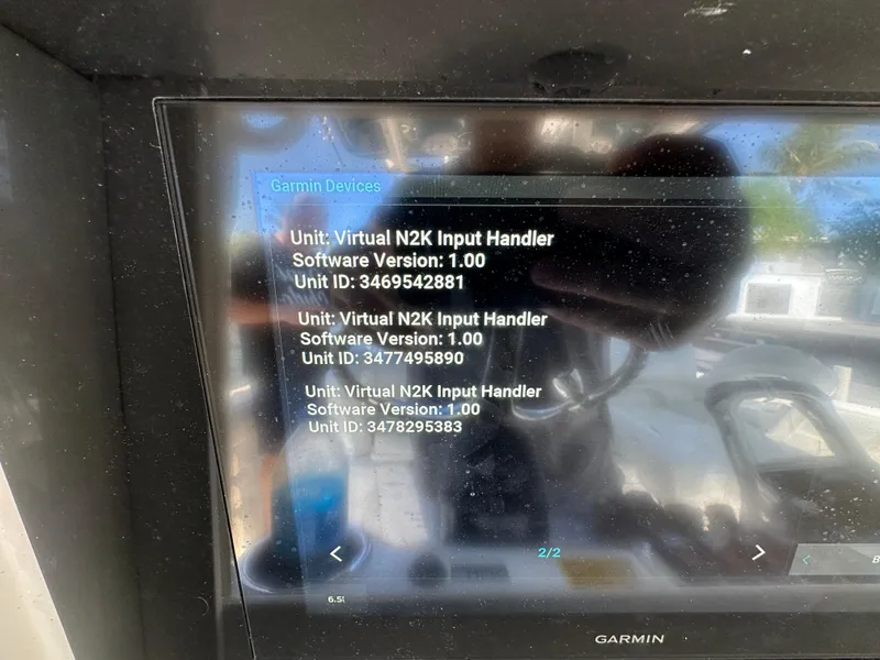 Slide: The Image of Garmin device display on 2008 Everglades 350 CC showing software version and unit IDs. - 20