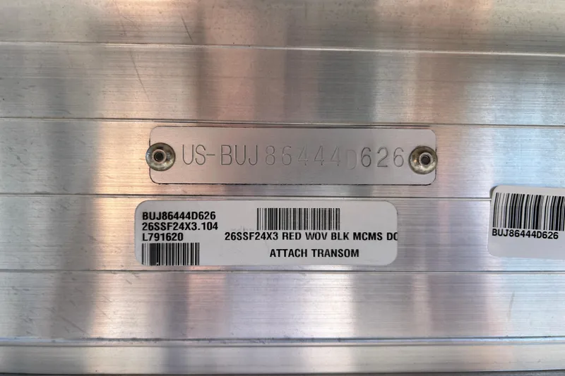 Slide: The Image of Hull identification number on 2026 Sun Tracker Sportfish 24 XP3 boat. - 126