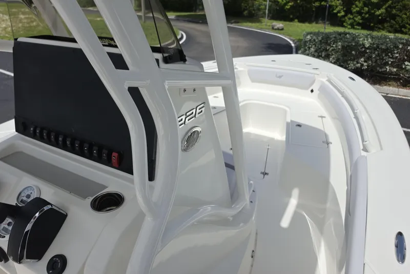 Slide: The Image of 2026 Mako 226 Center Console boat interior with sleek design and modern controls. - 8